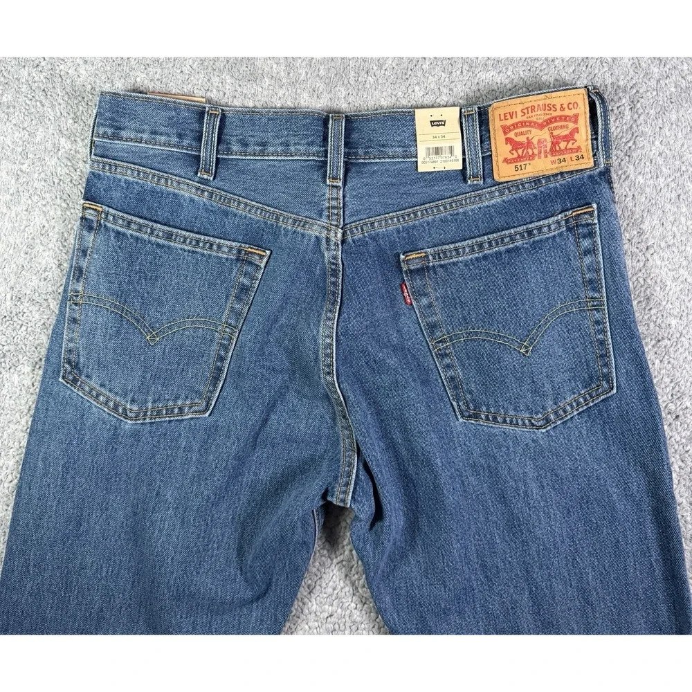 NWT Levis 517 Jeans Mens 34x34 Blue Bootcut Cowboy Rodeo Medium Wash Denim Jeans